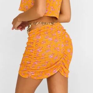 Beach bunny Mini Skirt - Orange Ditsy Floral